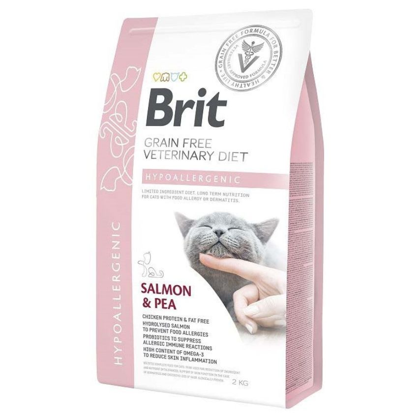 Brit Veterinary Cat Hypoallergenic - Медицинска Храна при Котки с Алергии, Дерматологични и Стомашни Проблеми със Сьомга 5 кг