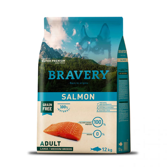 Bravery Dog Adult Medium Large Salmon - Гранули за Пораснало Куче над 1 година от Средни и Едри Породи със Сьомга 12 кг