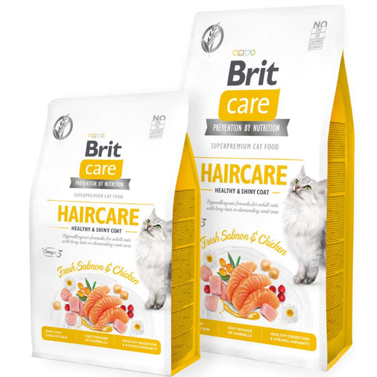 Brit Care Cat Adult Haircare Salmon & Chicken - Храна за Пораснали Котки над 1 година със Сьомга и Пиле 7 кг