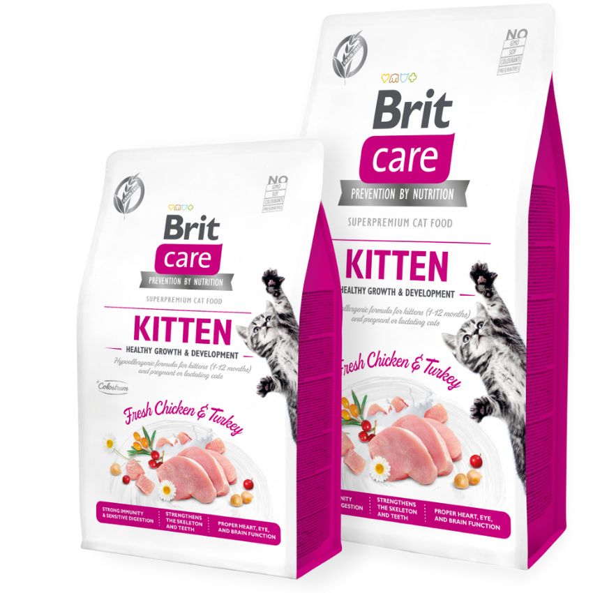 Brit Care Kitten - Храна за Подрастващи Котенца под 1 година с Пиле и Коластра 7 кг