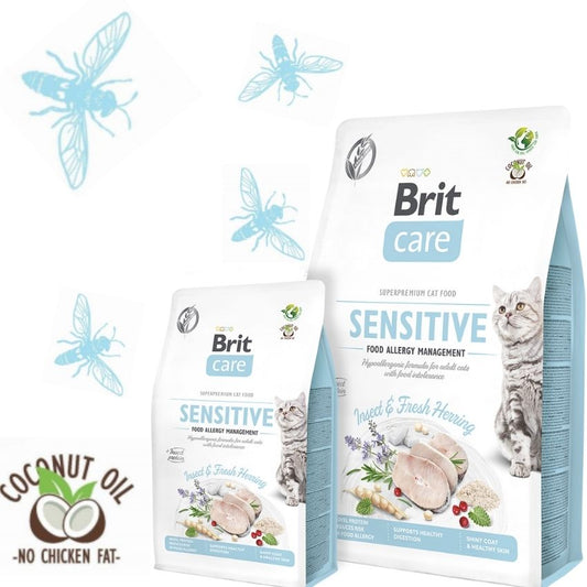 Brit Care Cat Adult Sensitive Insect - Храна за Котки с Чувствителен стомах с Херинга и Насекоми 7 кг
