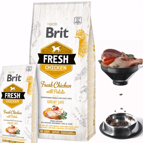 Brit Fresh Dog Adult Chicken - Храна за Пораснали Кучета над 1 година с Пиле 12 кг