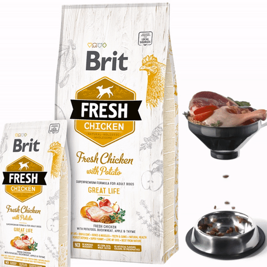 Brit Fresh Dog Adult Chicken - Храна за Пораснали Кучета над 1 година с Пиле 12 кг