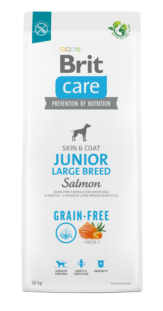 Brit Care Dog Large Junior Salmon - Храна за Подрастващи Кучета до 1 година със Сьомга 12 кг