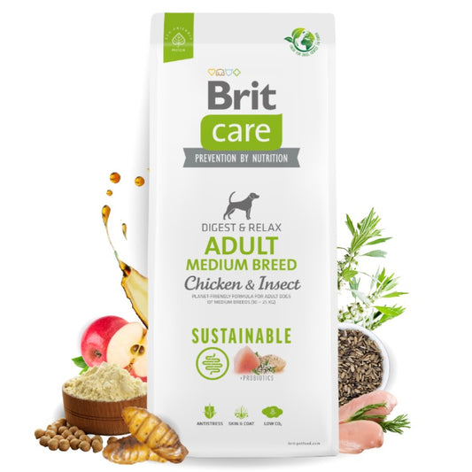 Brit Care Dog Medium Adult Chicken and Insect - Храна за Пораснали Кучета от Средни Породи с Пиле и Насекоми 12 кг