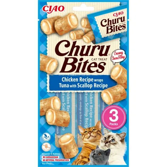 Churu Bites Cat Chicken & Tuna - Сочни Лакомства за Котки Рулца от Пиле с Крем от Риба Тон 3 бр.