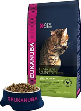 Eukanuba Cat Hairball Control  - Котешка Храна за Контрол на Космените топки 2кг / 10 кг