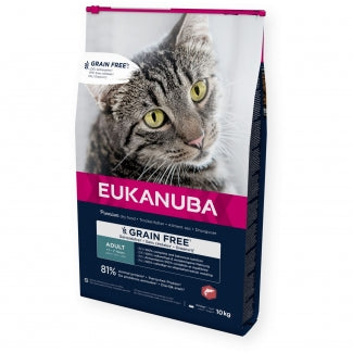 Eukanuba Cat Adult Grain Free Salmon - Храна за Пораснали Котки над 1 г със Сьомга 2 кг / 10 кг