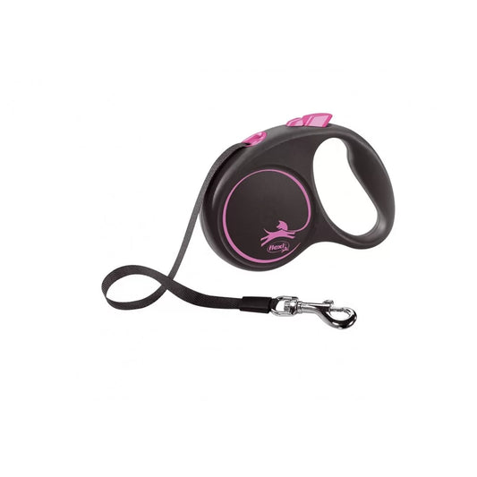 Flexi Black Design S - Автоматичен Регулируем Повод с Лента 5 м, за Кучета до 15 кг