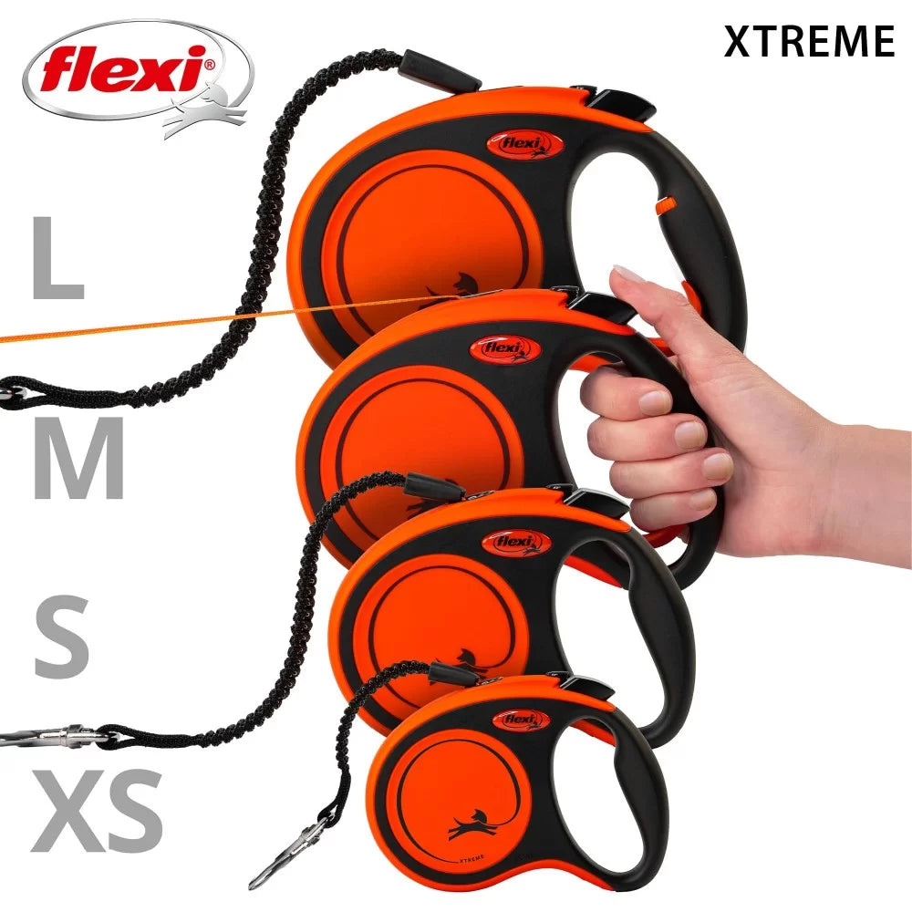 Flexi Xtreme от XS до L - Автоматичен Регулируем Повод с Лента 3 до 8 м, за Кучета от 15 до 55 кг