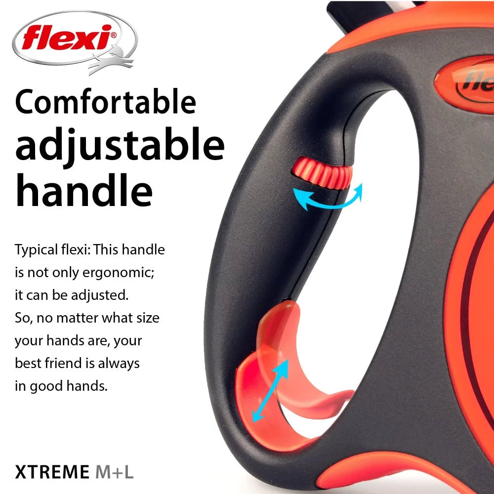 Flexi Xtreme от XS до L - Автоматичен Регулируем Повод с Лента 3 до 8 м, за Кучета от 15 до 55 кг