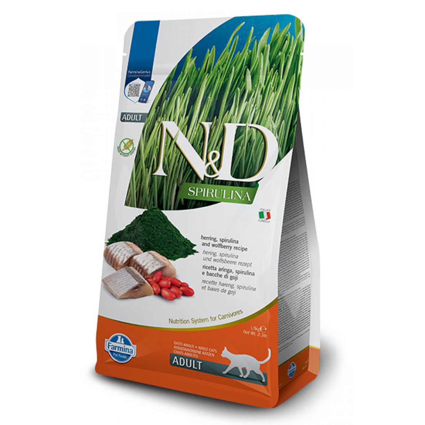 N&D Cat Spirulina Herring / Храна за Котки със Спирулина и Херинга 1.5 кг