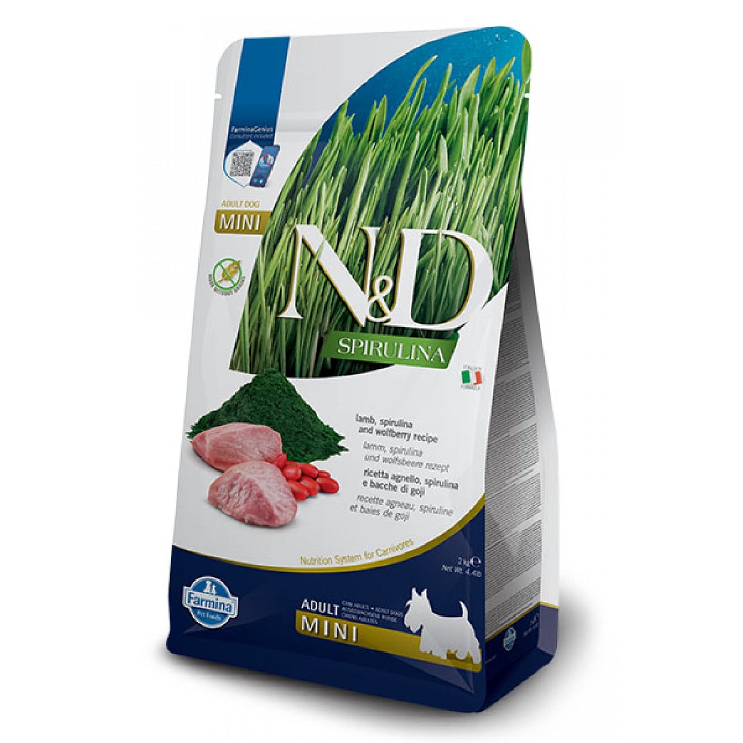 N&D Dog Spirulina Mini Lamb / Суха Кучешка Храна с Агне и Спирулина 2 кг