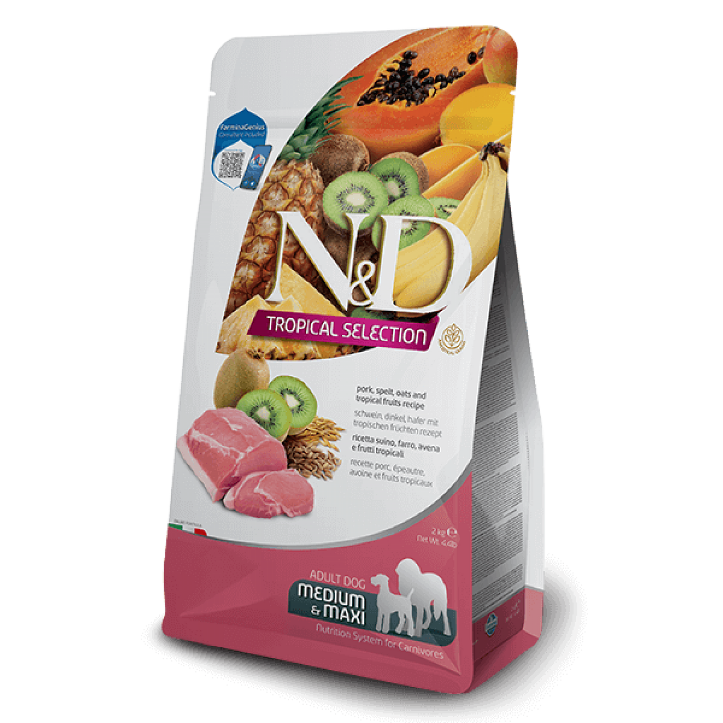 N&D Dog Tropical Medium Maxi Pork / Кучешка Храна с Тропически плодове и Свинско 10 кг