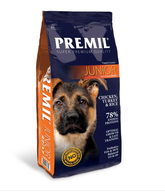 Premil Dog Junior 27/12  - за подрастващи Кучета до 1 година с Пиле и Патица 15 кг