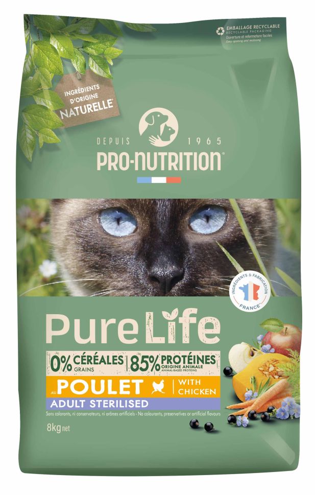 Pure Life Cat Sterilized Chicken - Храна за Кастрирани Котки с Пиле 8 кг