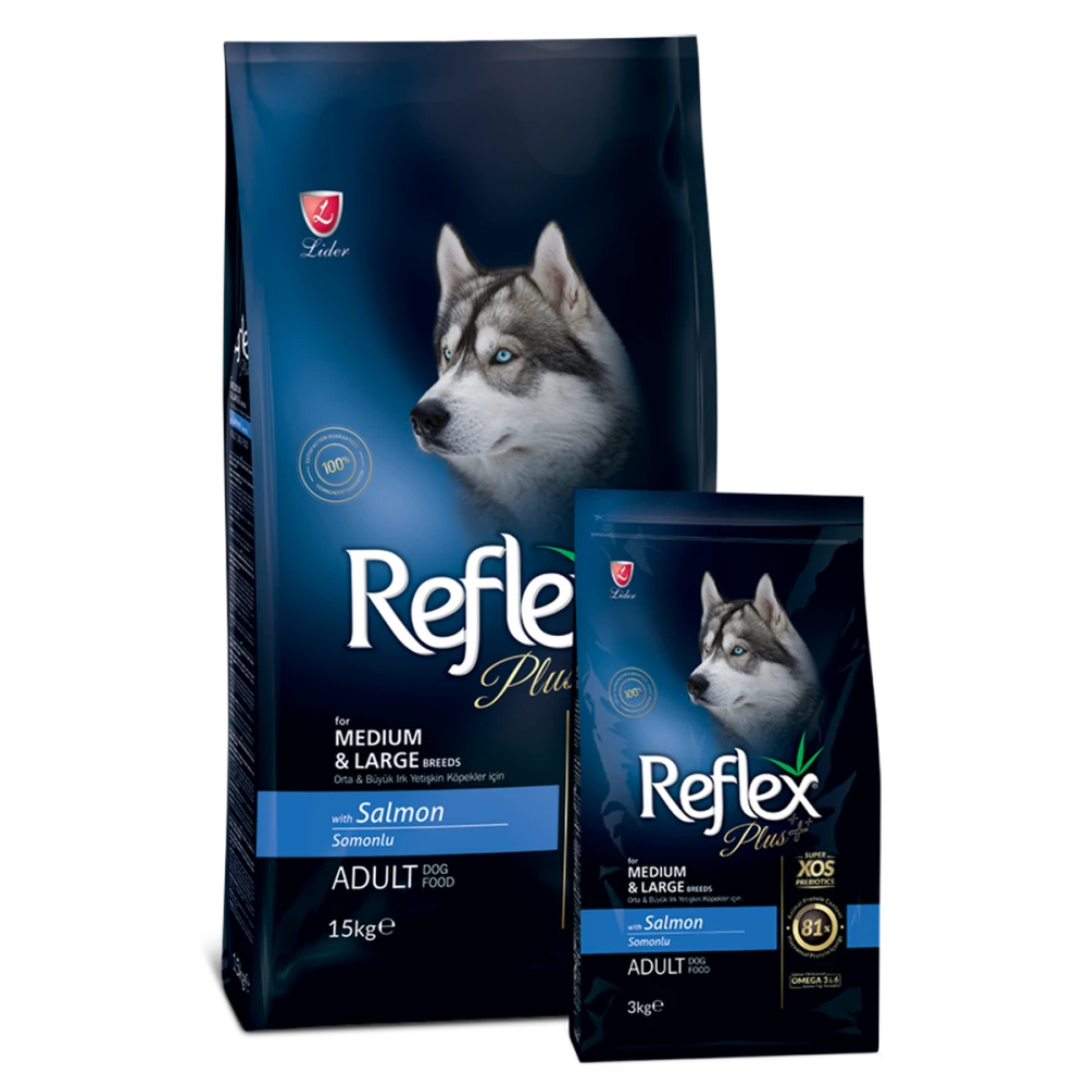 Reflex Dog Adult Salmon - Суха Храна за Пораснали Кучета над 1 година от Средни и Едри Породи със Сьомга 15 кг