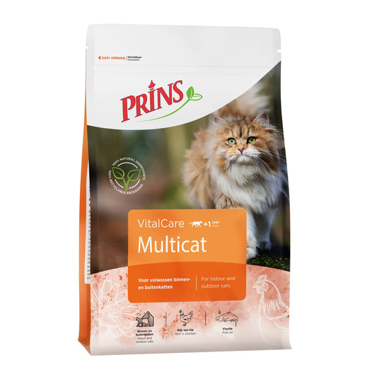 Prins Cat VitalCare Multicat - Храна за Пораснали Котки над 1 година с Пиле и Пуйка 10 кг