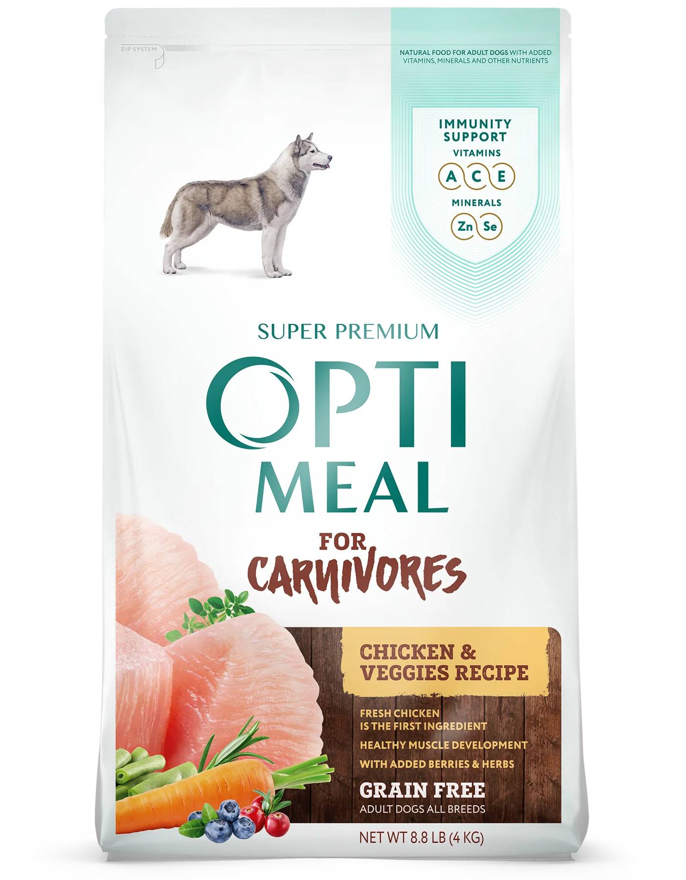 Opti Meal Dog All Bread Grain Free With Duck - Храна за Кучета с Патица 1.5 кг/ 16+4 кг