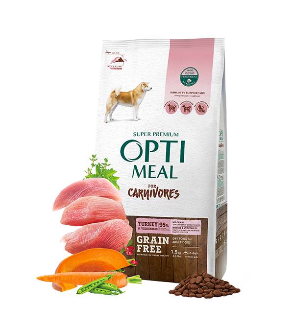 Opti Meal Dog All Breеd Grain Free With Turkey - Храна за Кучета с Пуйка 1.5 кг/ 16+4 кг