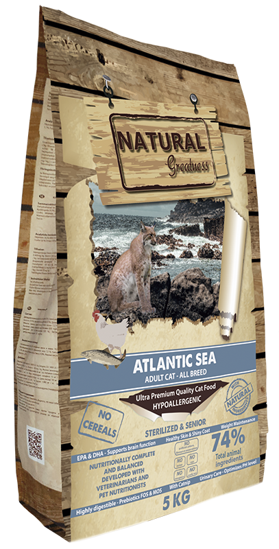 Natural Greatness Atlantic Sea - Храна за Кастрирани Котки със Сьомга без Зърнени Храни 5 кг