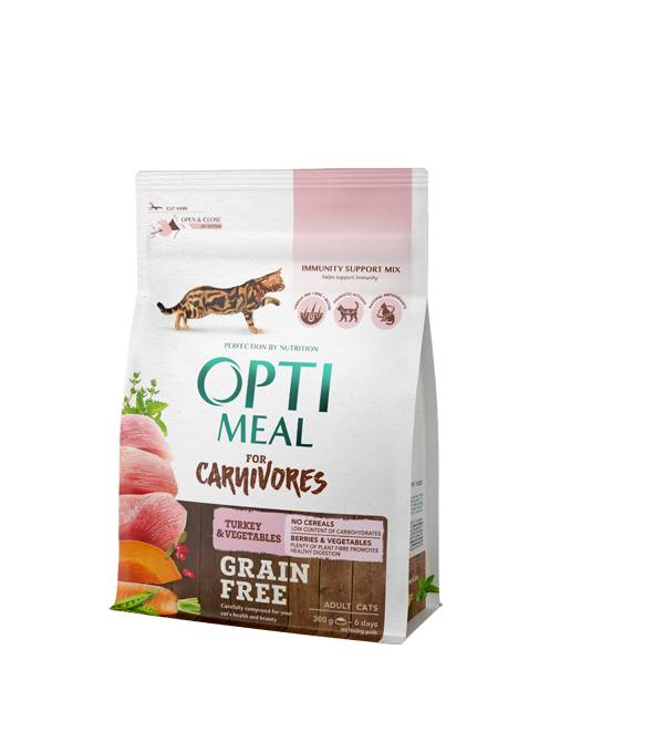 Opti Meal Cat Adult Grain Free Turkey - Храна за Котки Без Зърно с Пуйка 4 кг