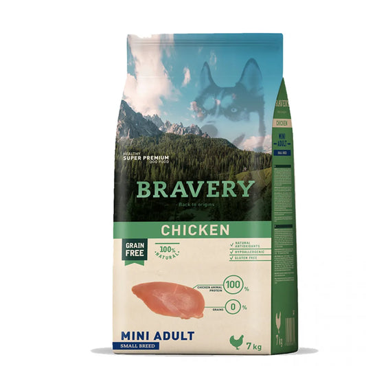 Bravery Dog Adult Mini Chicken - Гранули за Пораснало Куче над 1 година от Дребни Породи с Пиле 7 кг