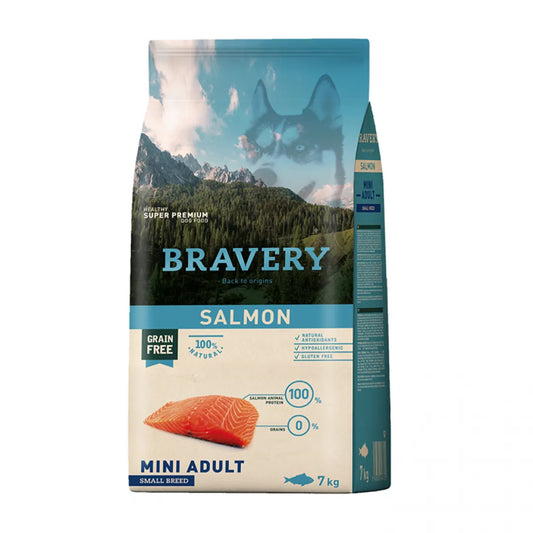 Bravery Dog Adult Mini Salmon - Гранули за Пораснало Куче над 1 година от Дребни Породи със Сьомга 7 кг
