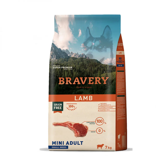 Bravery Dog Adult Mini Lamb - Гранули за Пораснало Куче над 1 година от Дребни Породи с Агне 7 кг