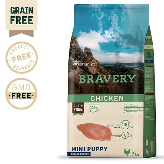 Bravery Dog Puppy Mini Chicken - Гранули за Подрастващо Куче под 1 година от Дребни Породи с Пиле 7 кг