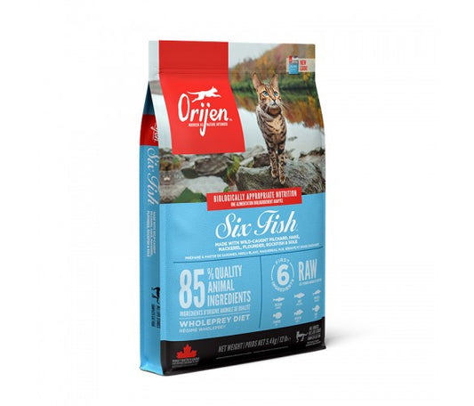 Orijen Cat Six Fish  - Суха Храна за Пораснали Котки над 1 година с 6 вида риби 5.4 кг