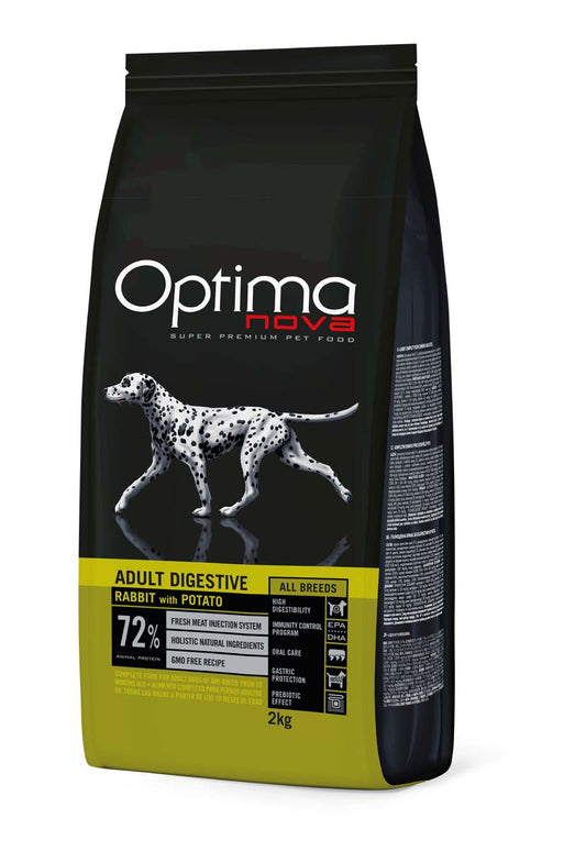 OPTIMA NOVA ALL BREED DIGESTIVE RABBIT & POTATO / ХРАНА ЗА КУЧЕТА ОТ ВСИЧКИ ПОРОДИ ЗА ЧУВСТВИТЕЛНИ СТОМАСИ СЪС ЗАЕК И КАРТОФ 2 кг/12 кг