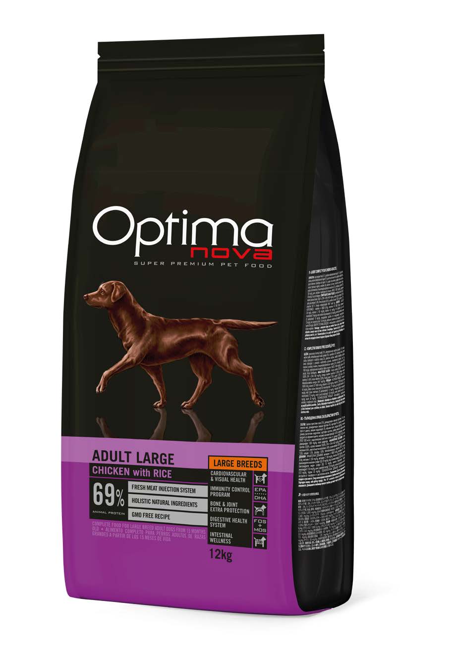 OPTIMA NOVA LARGE ADULT CHICKEN & RICE / ХРАНА ЗА КУЧЕТА ОТ ЕДРИ ПОРОДИ С ПИЛЕ И ОРИЗ 2 кг/12 кг