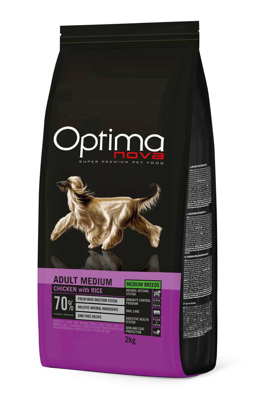 OPTIMA NOVA ADULT MEDIUM CHICKEN & RICE / ХРАНА ЗА КУЧЕТА ОТ СРЕДНИ ПОРОДИ 2 кг / 12 кг