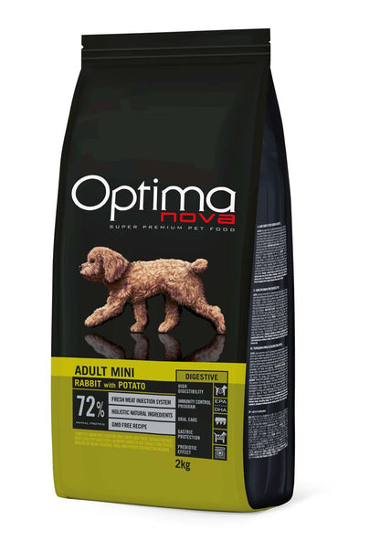 OPTIMA NOVA ADULT MINI DIGESTIVE RABBIT & POTATO / ХРАНА ЗА ИЗРАСНАЛИ КУЧЕТА ОТ ДРЕБНИ ПОРОДИ С ЧУВСТВИТЕЛЕН СТОМАХ СЪС ЗАЕШКО МЕСО 2 кг/6 кг