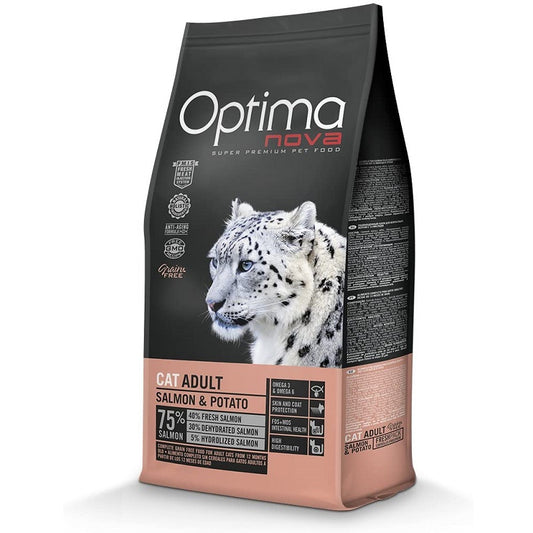 Optima Nova CAT Adult Salmon&Potato /Качествена Храна За Израснали Котки С Месо От Сьомга И Картофи 2 кг/8 кг