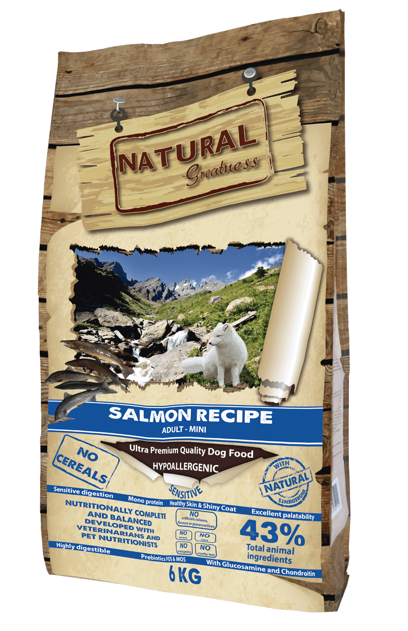 Natural Greatness Salmon Recipe Sensitive Adult Mini - Храна за Кучета съз Заек без Зърнени Храни 2 кг