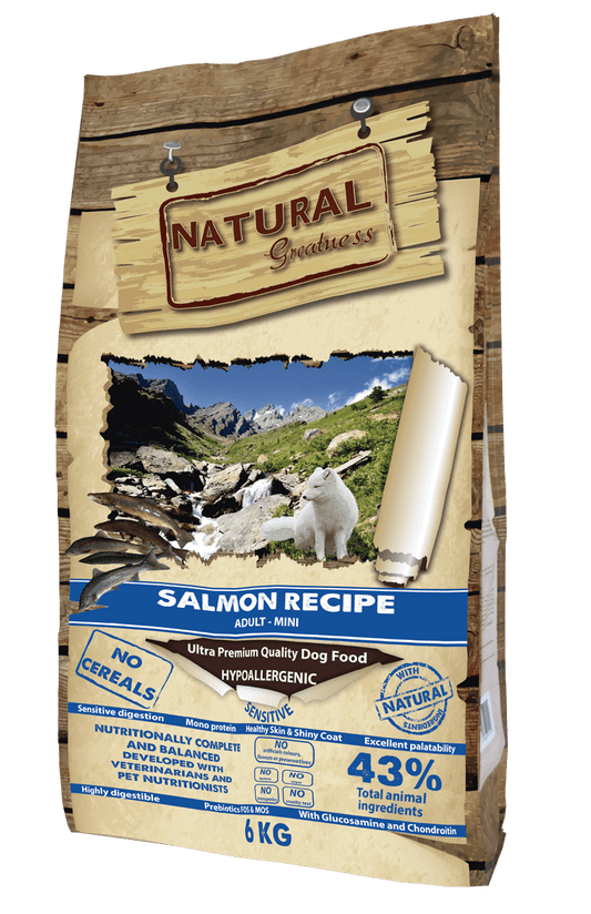 Natural Greatness Salmon Recipe Sensitive Adult Mini - Храна за Кучета съз Заек без Зърнени Храни 2 кг