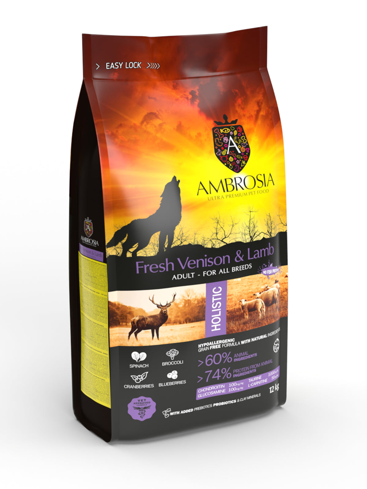 Ambrosia All breed Adult за Кучета от всички породи над 1 година с Елен и Агне 2 кг / 12 кг