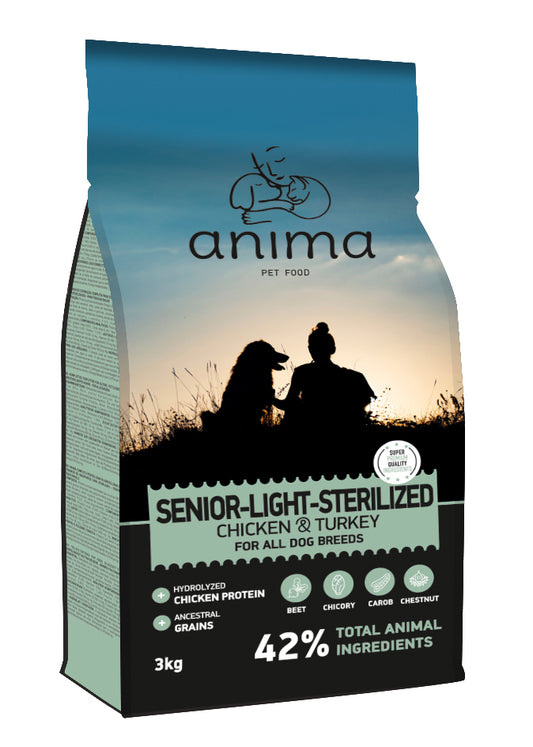 Anima Light/Senior/Sterilised - Суха Храна за Кастрирани Кучета, Стари или с Наднормено Тегло 14 кг
