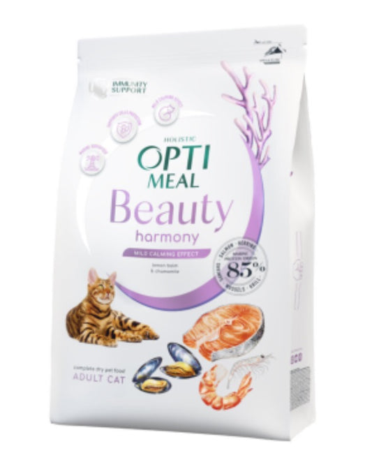 Opti Meal Beauty Harmony Calming Effect - Храна за Котки с Морски Дарове за Успокояващ ефект 1.5/4 кг