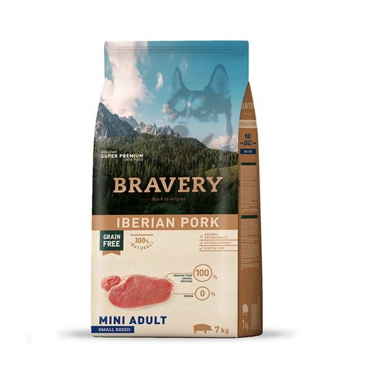 Bravery Dog Adult Mini Iberian Pork - Гранули за Пораснало Куче над 1 година от Дребни Породи със Свинско 7 кг