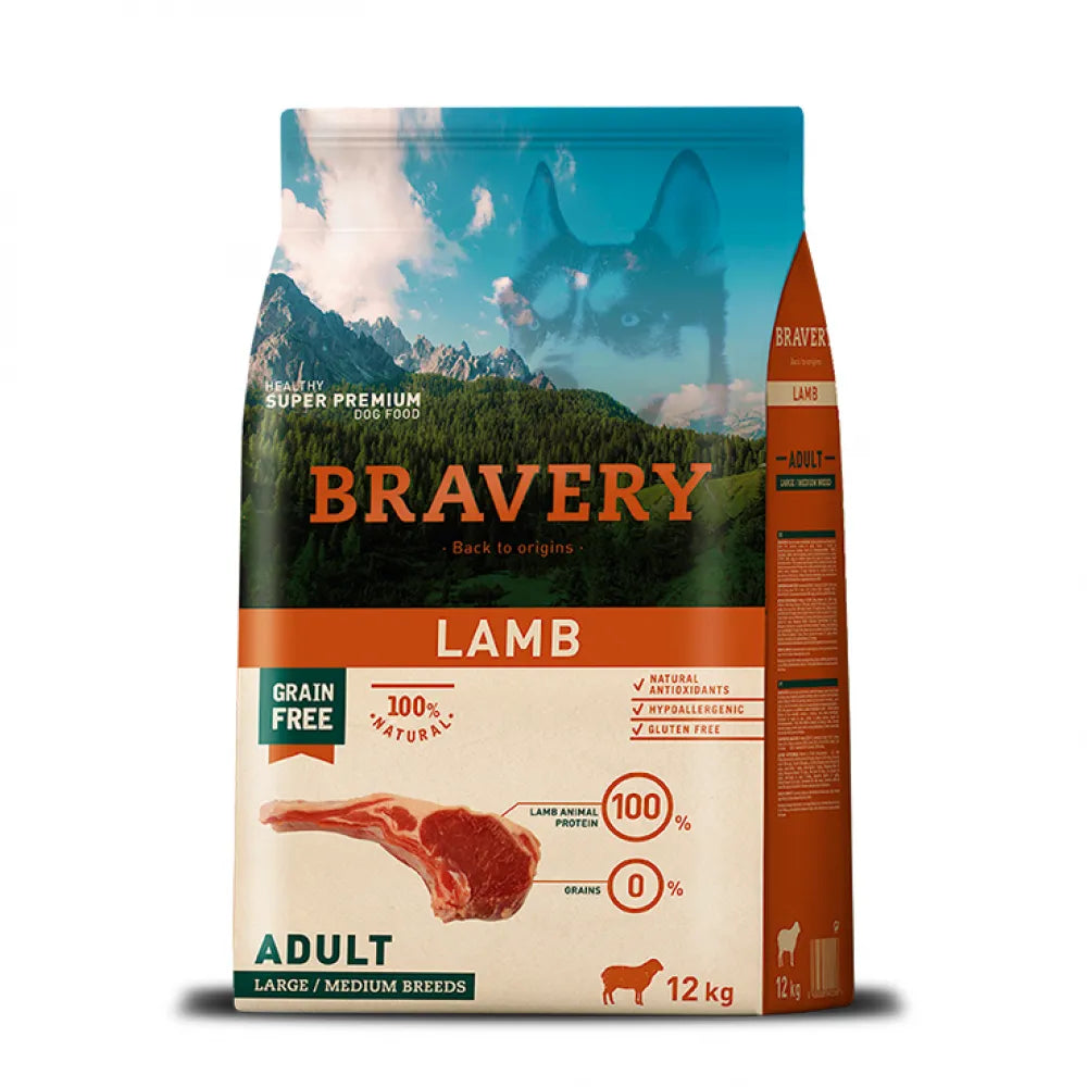 Bravery Dog Adult Medium Large Lamb - Гранули за Пораснало Куче над 1 година от Средни и Едри Породи с Агне 12 кг