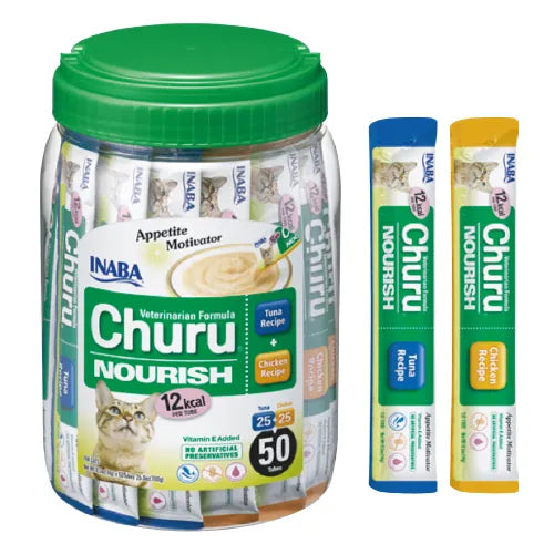 Churu Puree Cat NOURISH Mix Tuna & Chicken  -  Възбуждащи Апетита Лакомства за Котка Крем Пиле и Риба Тон 50 бр.