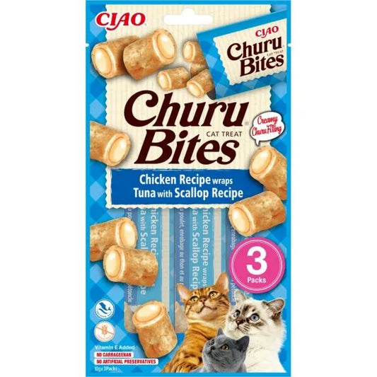 Churu Bites Cat Chicken & Tuna - Сочни Лакомства за Котки Рулца от Пиле с Крем от Риба Тон 3 бр.
