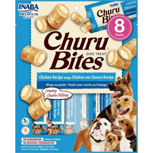 Churu Bites Dog Chicken & Cheese - Сочни Лакомства за Кучета Рулца от Пиле с Крем от Сирене 8 бр.