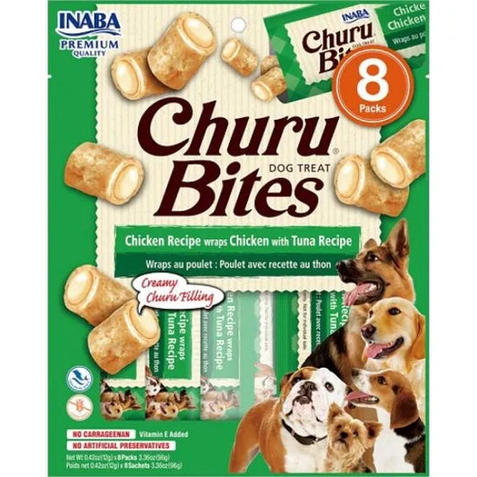 Churu Bites Dog Chicken & Tuna - Сочни Лакомства за Кучета Рулца от Пиле с Крем от Риба Тон 8 бр.