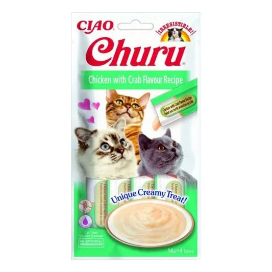 Churu Puree Cat Chicken & Crab - Лакомства за Котка Крем от Пиле и Раци 4 бр.