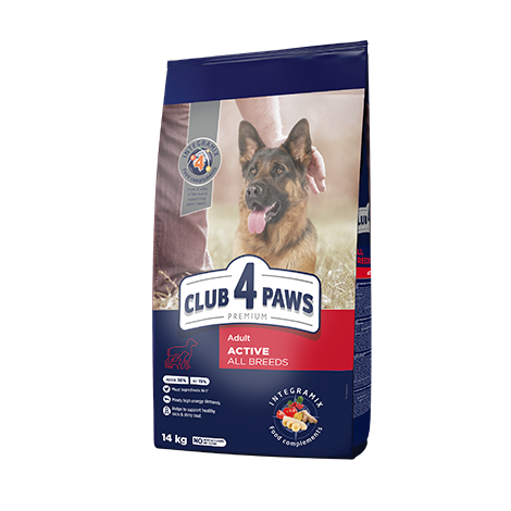 Club 4 Paws Dog Active Adult - Суха Храна за Активни и Работни/Ловни Кучета от Всички Породи 14 кг