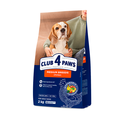 Club 4 Paws Dog Adult Medium - Суха Храна за Пораснали Кучета от Средни Породи с Пиле 14 кг